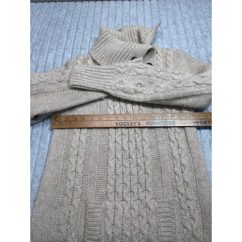 Vintage 100% Wool Cable Knit Sweater Cream Button Neck Chunky RN 45875‎ Small